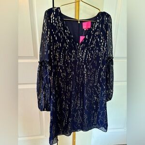 Lilly Pulitzer Navy Blue & Gold dress size 8